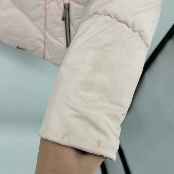 VTG y2k Women's Light Pink Nike Mini Swoosh Duck Down Feathers Puffer Jacket XL - Picture 5 of 12